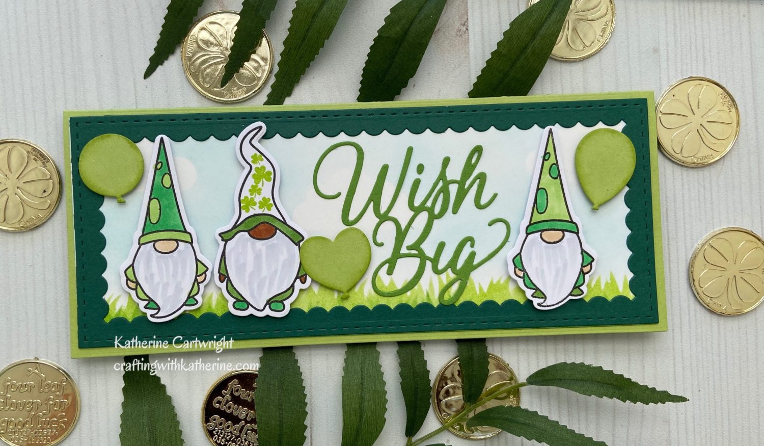 Read more about the article Gnomes Slimline St. Patrick’s Day Birthday Card Tutorial