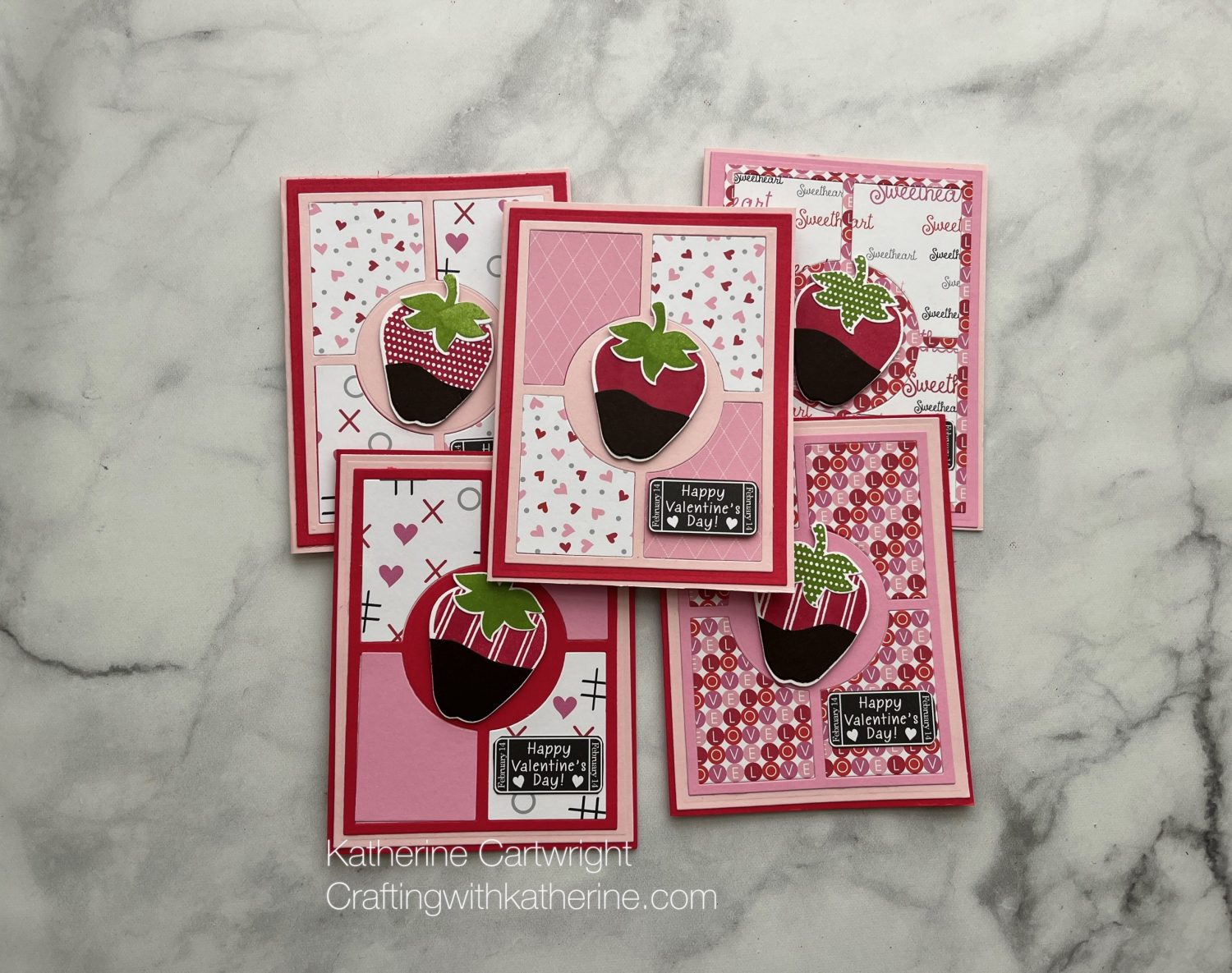 Read more about the article 5 cards 1 stamp set | Valentine’s Day | Stamps of Life Strawberries2stamp